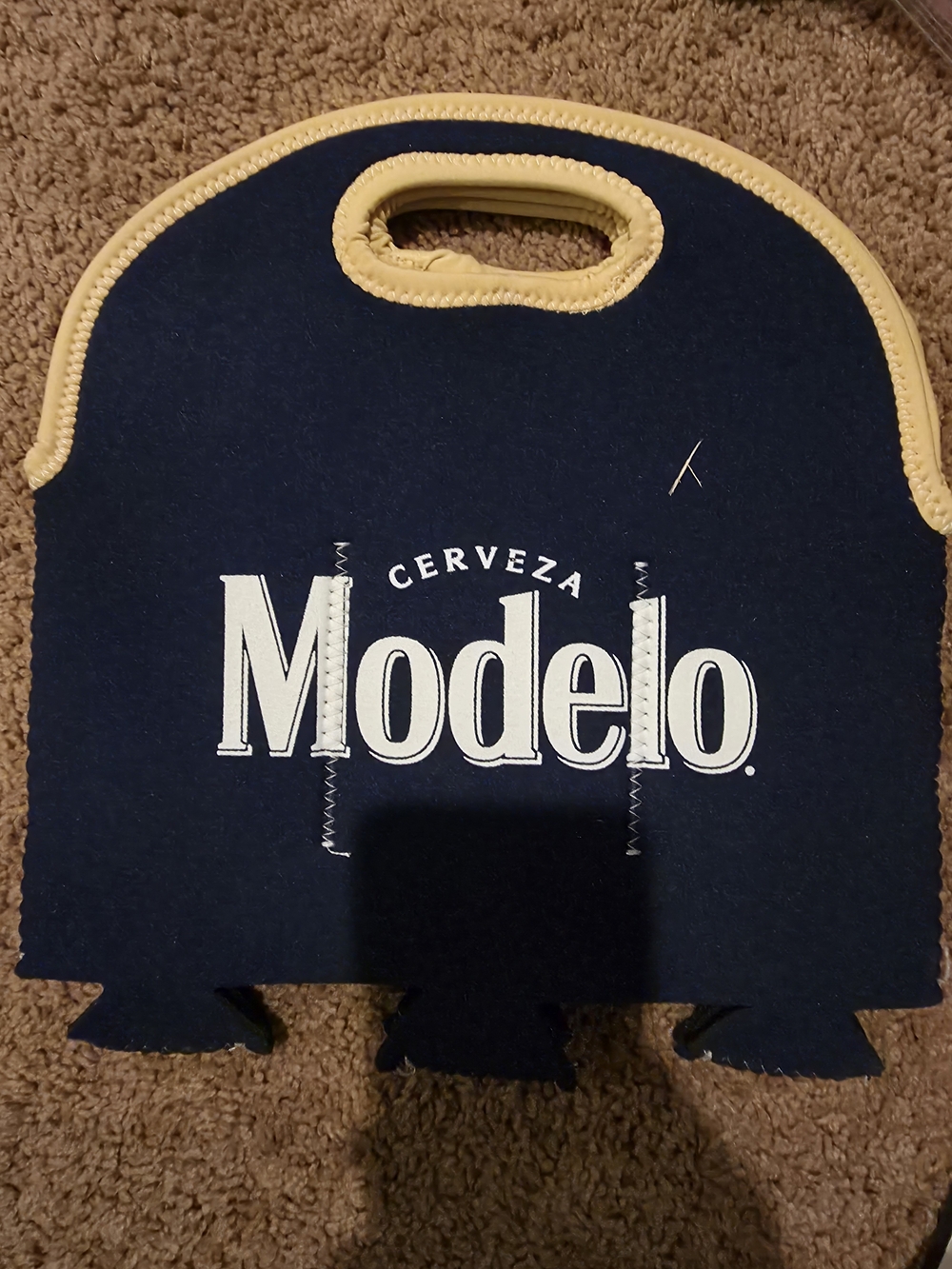 Modelo Branded Navy and Yellow Neoprene Bottle Tote